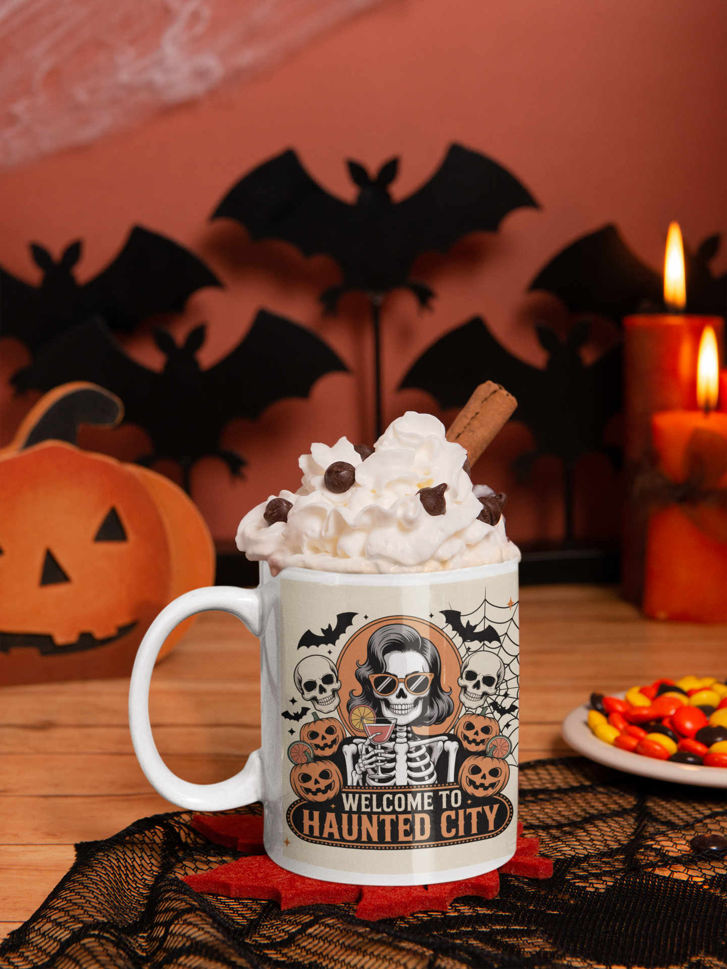 Welcome To Haunted City, Halloween Themed Mug